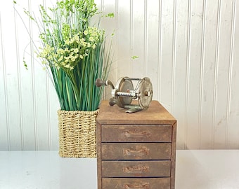 Vintage metal drawer, tool box, metal cabinet, metal drawer box, four drawer, industrial decor, storage cabinet, gray, organizer, file box