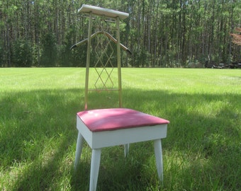 Valet chair, valet stand, shabby chic furniture, butler stand, stand, Paris chic decor, vintage chair, pink, mid century, clothes hanger,