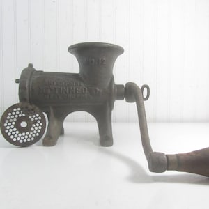 Antique Food Chopper, meat grinder, Kitchen appliance, cast iron, iron appliance, vintage kitchen, enterprise, Tinned meat grinder