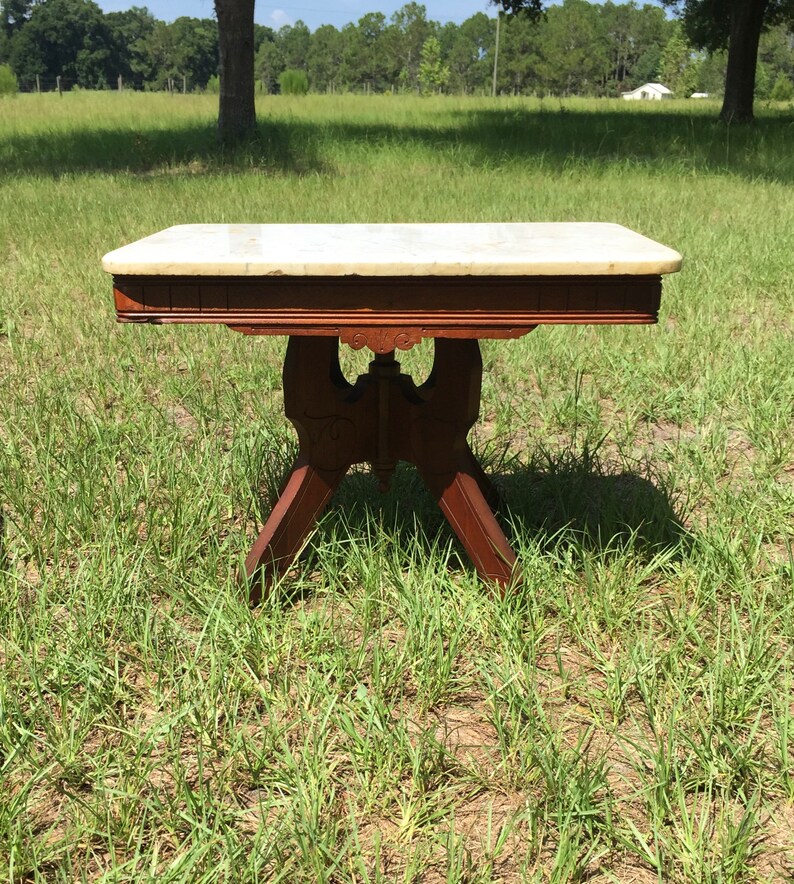 Antique Marble Top Table Eastlake Side Table With Marble Top Etsy