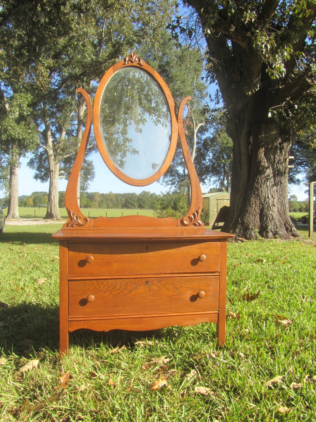 Antique lowboy sale dresser with mirror
