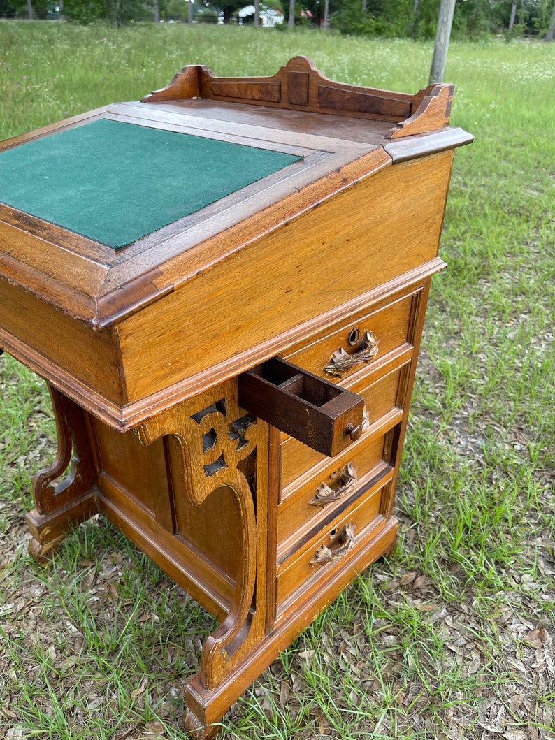 Antique Davenport Desk, slant top desk, ship captains desk, home office desk, primitive Desk image 7