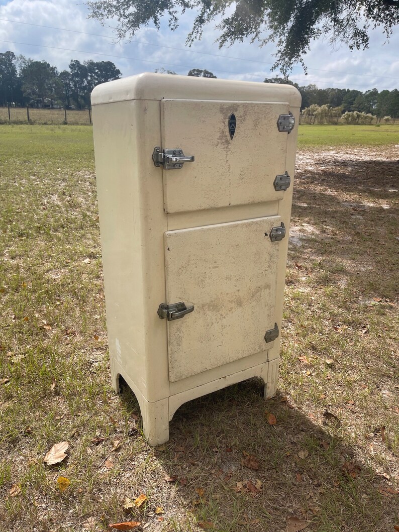 Antique Ice Box Dictator Ice Box Refrigerator Enamel Metal Etsy