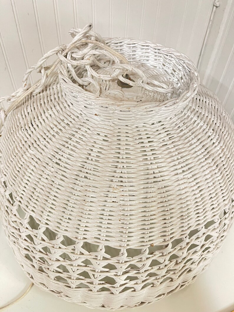 Vintage Wicker Lamp Swag Light Hanging Light Basket Light Etsy