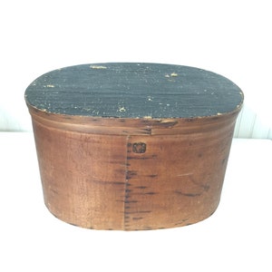 Wooden Hat Box Storage Container - Vintage Banded Wood Oversized