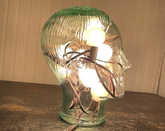 Glass Head, Green Head, Glass Sculpture, Glass Head Mannequin