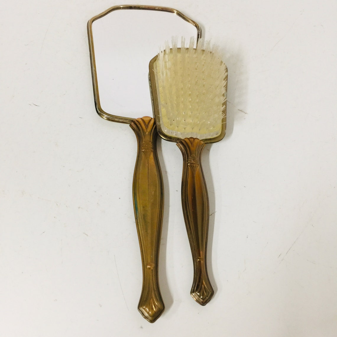 Antique Brush and Mirror Set Hand Mirror Vintage Hairbrush | Etsy