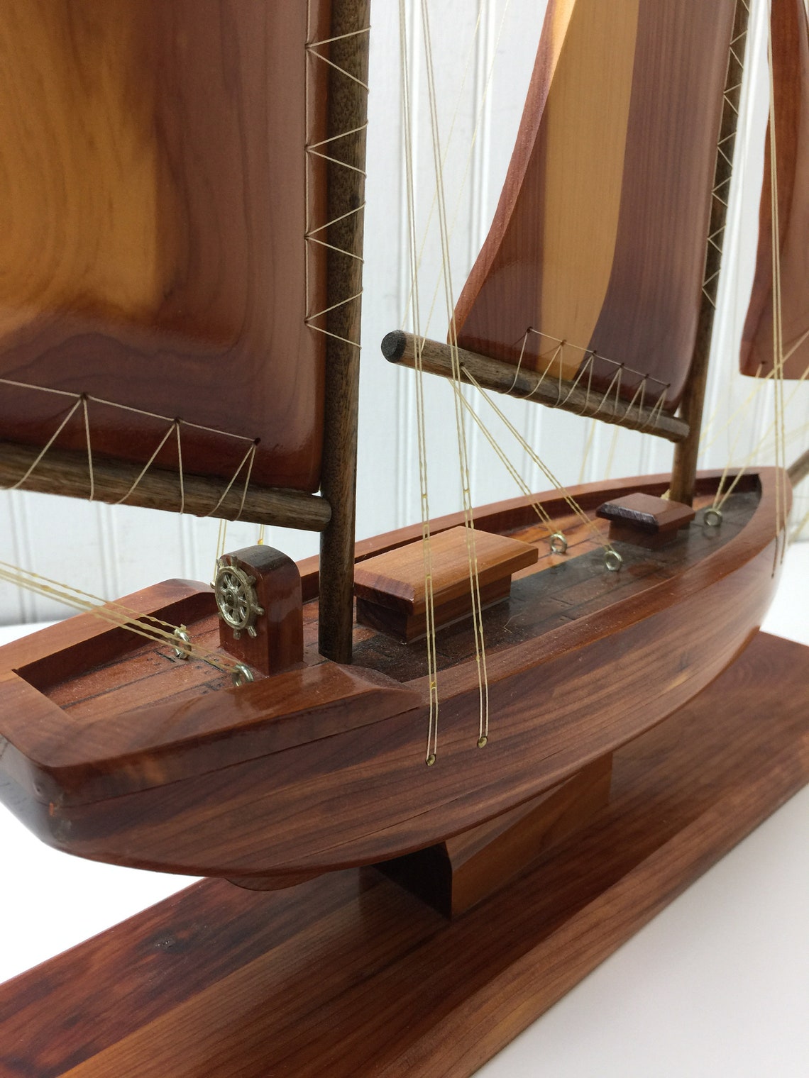 Vintage handmade wood sailboat model wood sailboat vintage Etsy