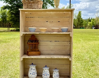 Antique Bookcase, bookshelf cabinet, wood furniture, chippy paint furniture, curio cabinet, wood shelves, farmhouse decor, vintage decor