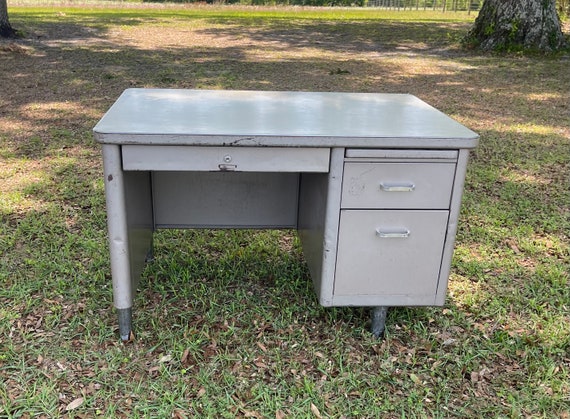 Mid Century Metal Desk Office Desk Steelcase Desk Vintage Metal Desk Office Furniture Home Office Workspace Vintage Desk Homeschool Etsy