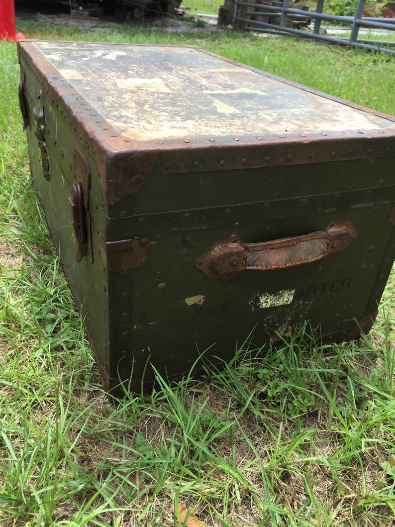 Vintage Trunk Military Footlocker Metal Trunk Jimmy Carter Etsy