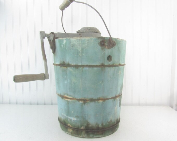 Antique Ice Cream Maker, White Mountain Freezer, Antique Churn, Wood