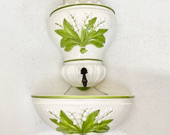 Lavabo,Italian wall fountain,ceramic wall pocket,Shabby chic decor, wall sconce, ornate wall hanging,shabby chic wall sconce,wall  pocket,