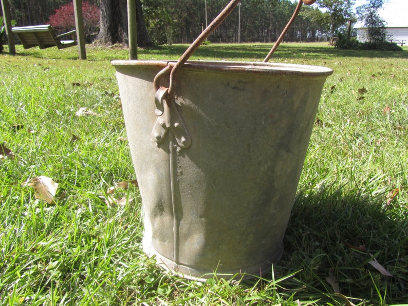 VINTAGE BUCKET Galvanized Bucket Rustic Bucket Pail Feed Etsy
