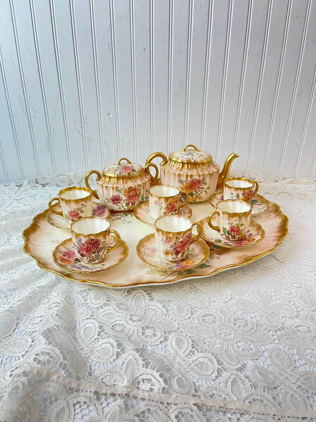 Royal Daulton Demitasse Set, Antique Tea Set, Fine China, Collectible