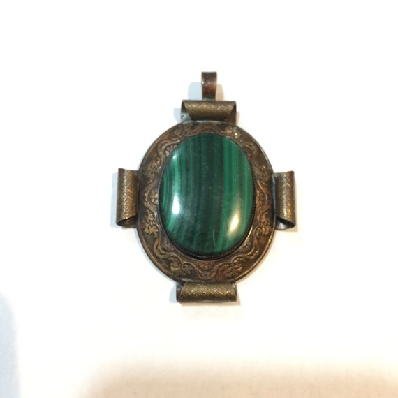 Vintage Malachite pendant, antique  jewelry, Vict… - image 2