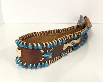 Turquoise Beaded Belt With Wooden Closure | Designer Costume  display picture 2