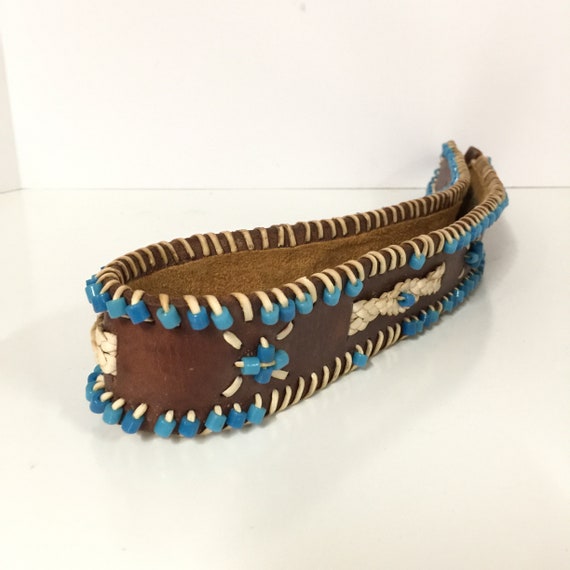 Vintage  belt, leather belt, large belt, turquoise