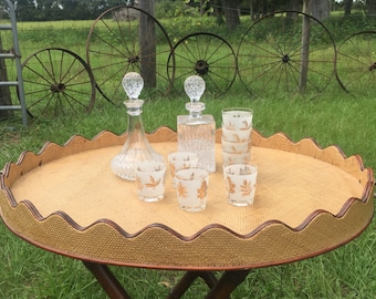 Vintage Butler's Tray Bamboo and Wood Table on Stand Drinks Tray Vintage  Serving Occasional Table Rectangular Detachable Tray / Chez Rai - Etsy