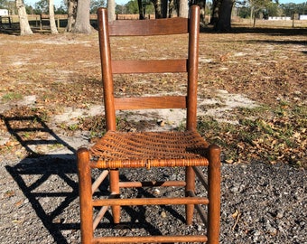 Antique ladder back chair, vintage  chair, cane seat, side chair, dining  chair, farmhouse decor, vintage furniture, wood chair