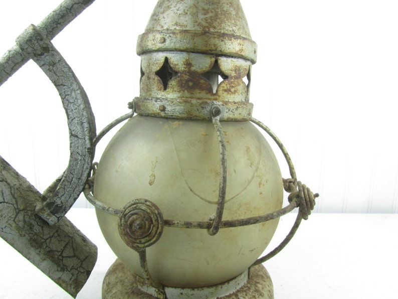 Antique light, antique lighting, lantern,Metal lantern, sconce light, nautical decor, collectible,wall light,glass globe, image 4