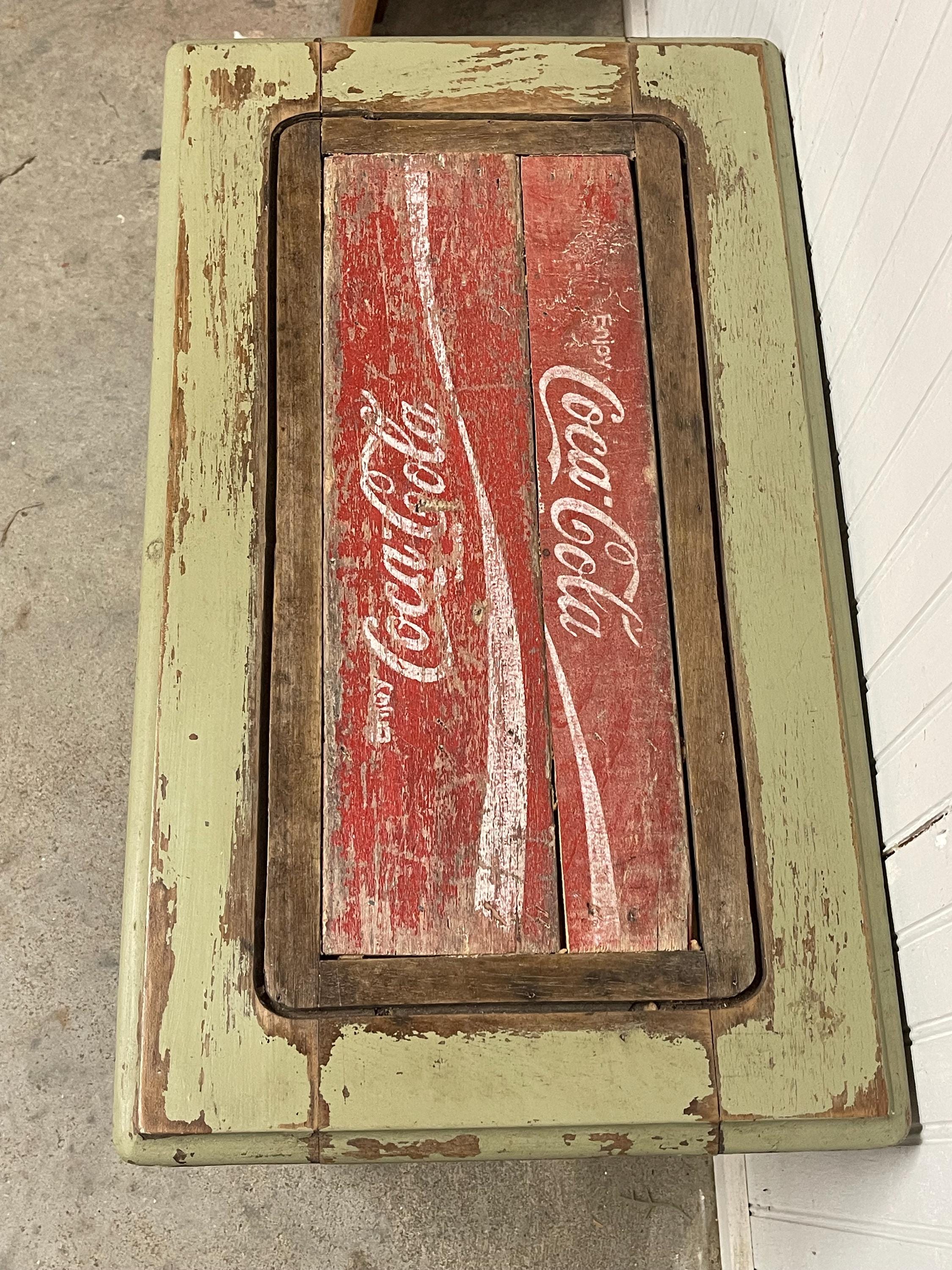 Coca Cola Side Table, up Cycle Coke Crate, Coke Memorabilia, Glass