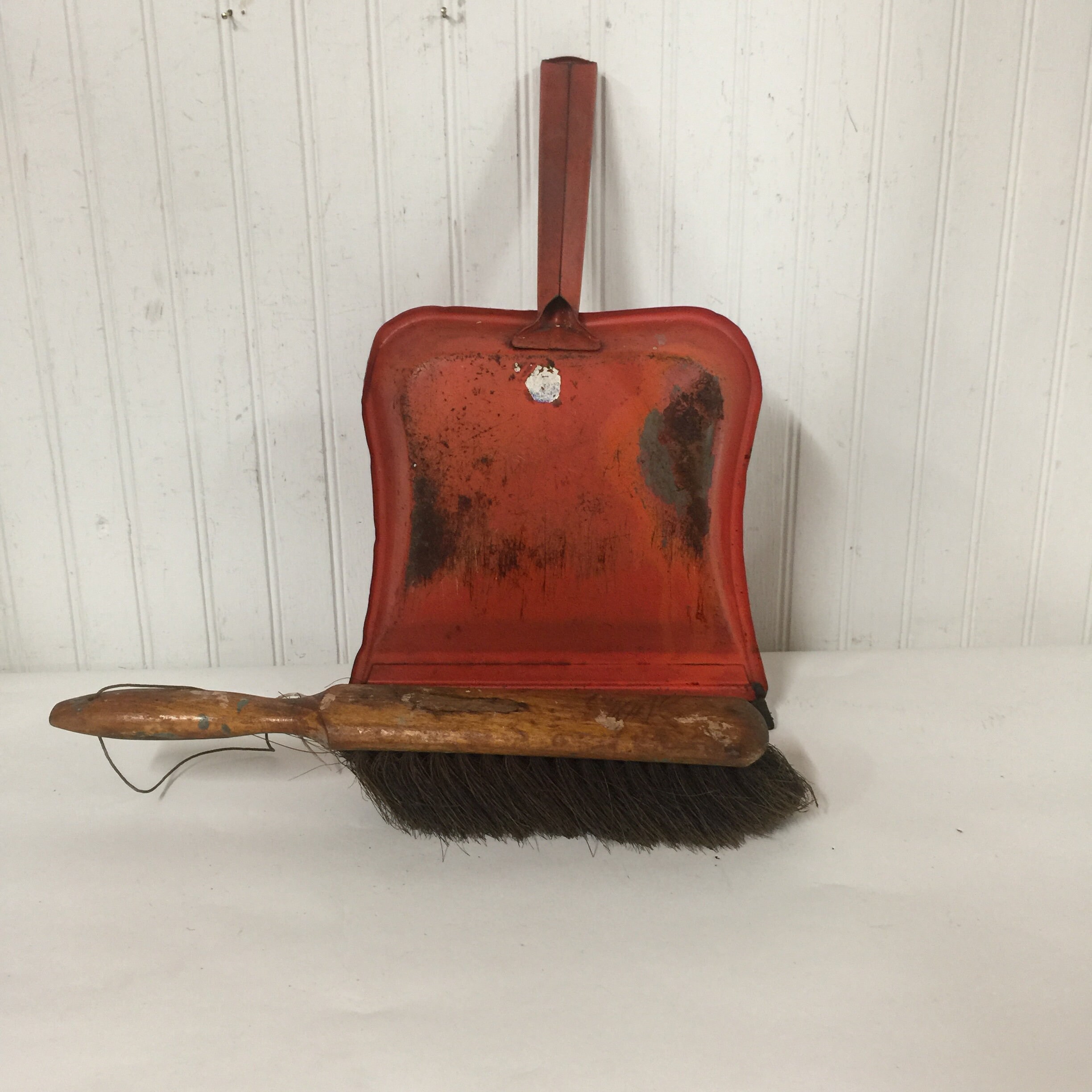 Vintage dust pan and whisk broom antique brush metal Etsy