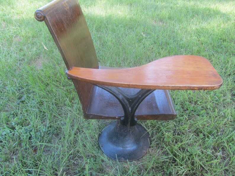 Antique School Desk Iron Tiger Wood Image 0