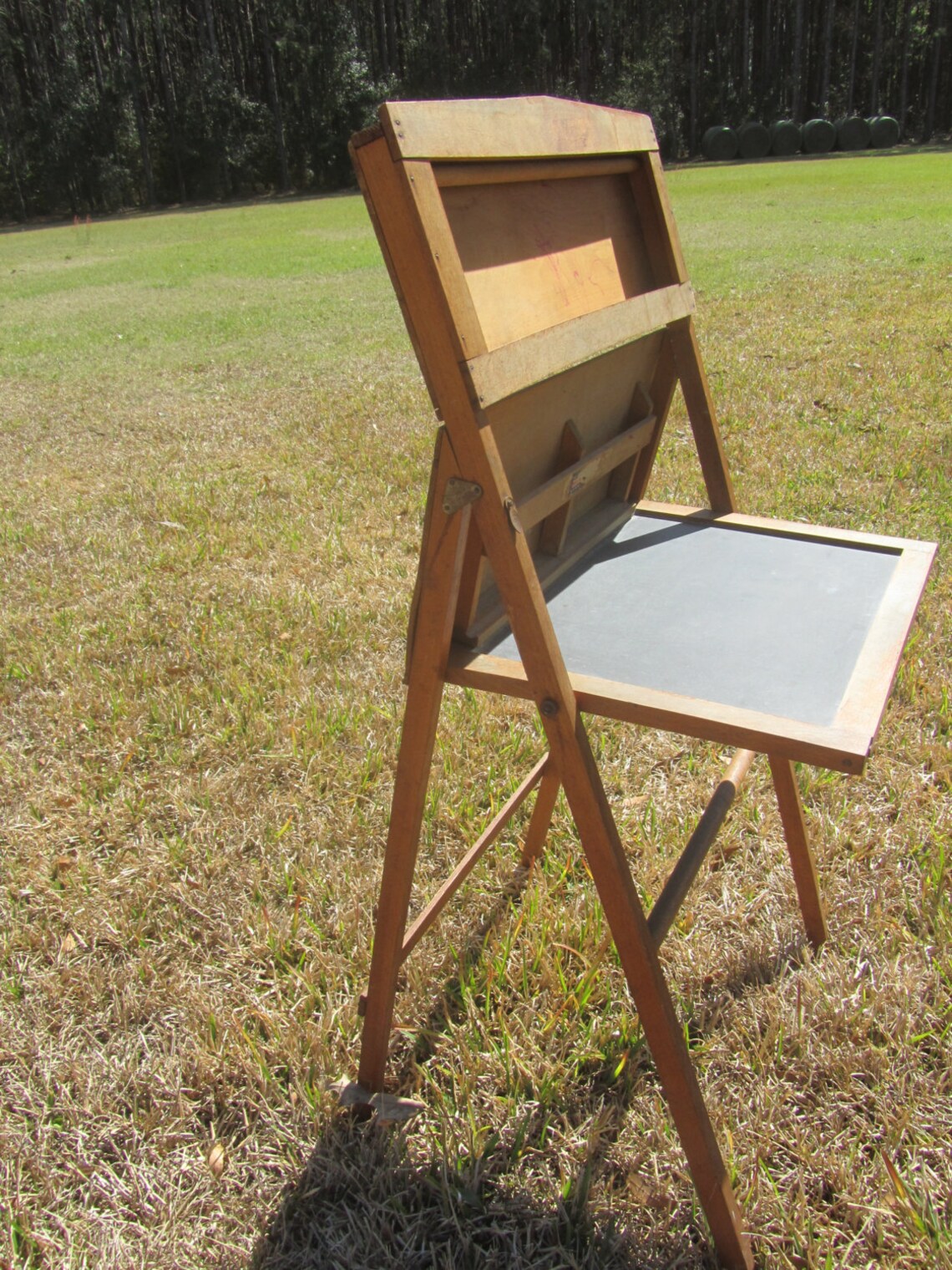 Vintage Chalkboardeasel Folding Deskartists Easel Childs Etsy