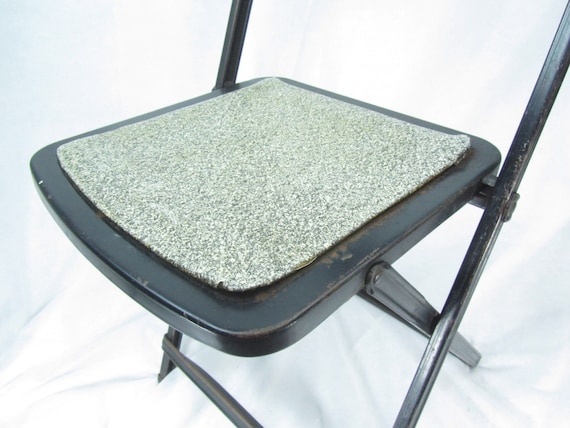 Vintage Folding Chair, Retro Black Chair, Folding Metal Chair