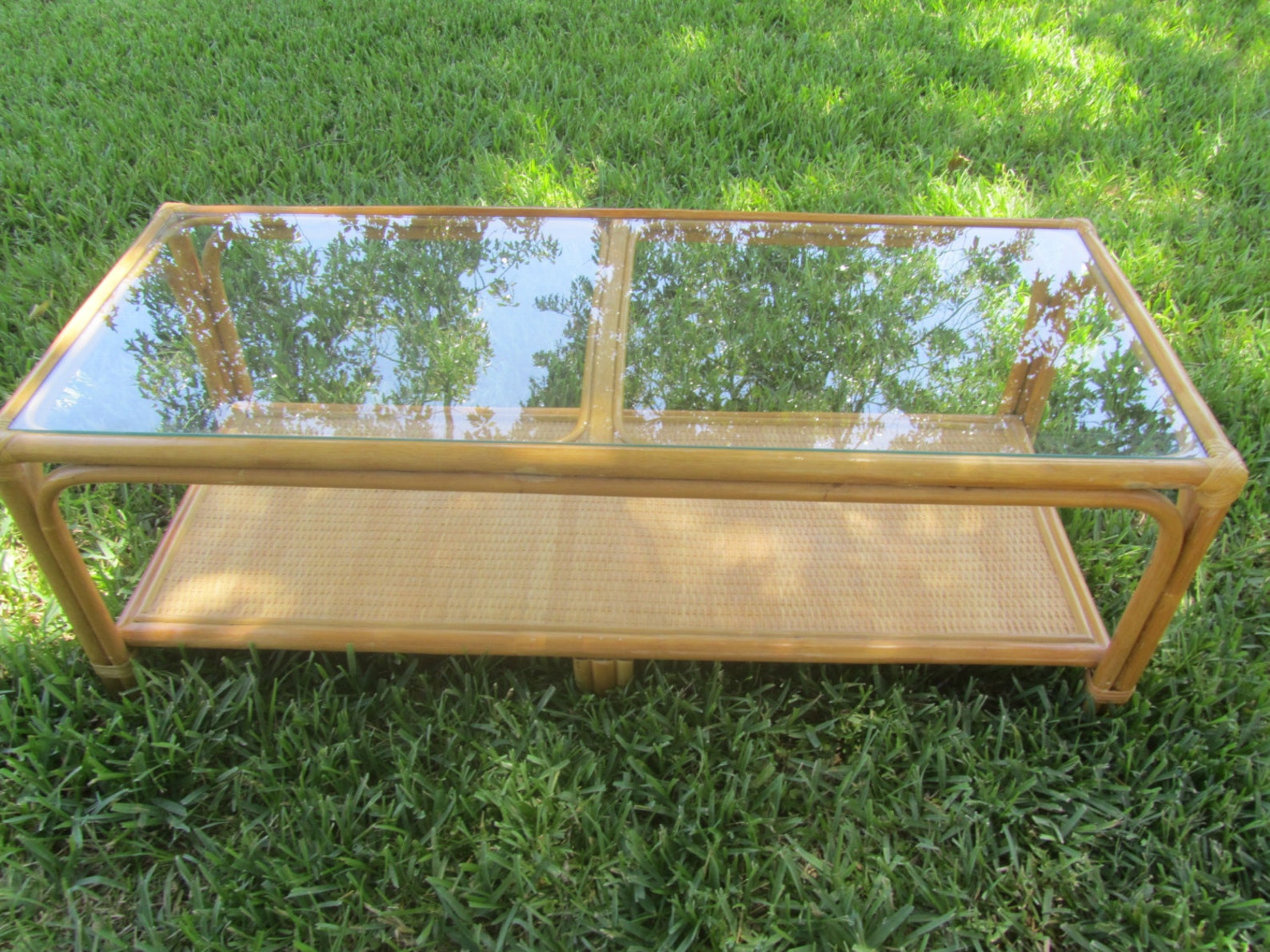 Wicker Coffee Table End Table Furniture Coffee Table Glass Etsy