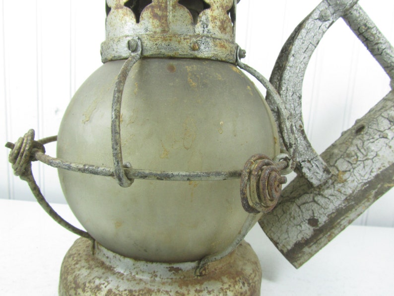 Antique light, antique lighting, lantern,Metal lantern, sconce light, nautical decor, collectible,wall light,glass globe, image 2