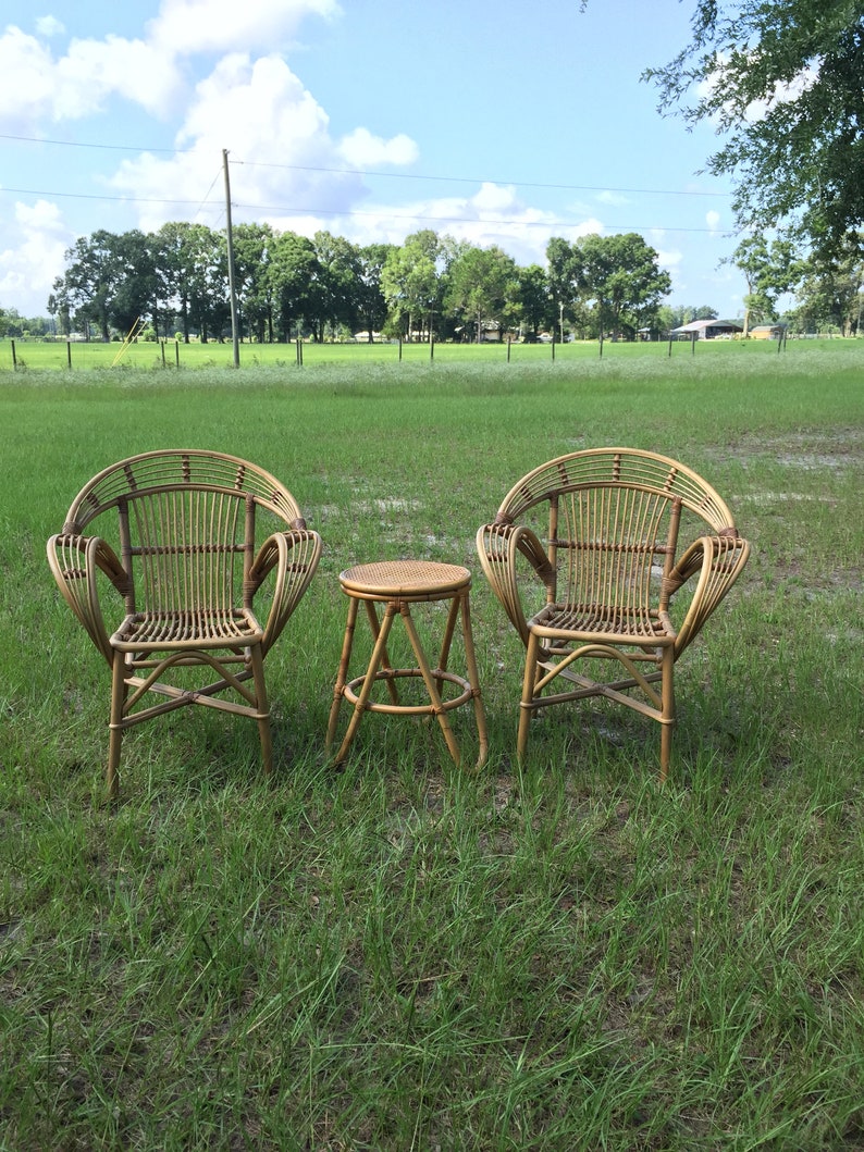Vintage Wicker Chair rattan chair bent wood chair boho Etsy