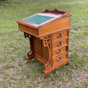 Antique Davenport Desk, slant top desk, ship captains desk, home office desk, primitive Desk image 1