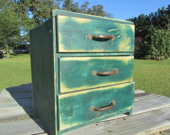 Shabby chic decor, vintage Chest, drawers, green, distressed furniture, Storage Chest, Vintage Cabinet, Shabby chic cabinet, furniture