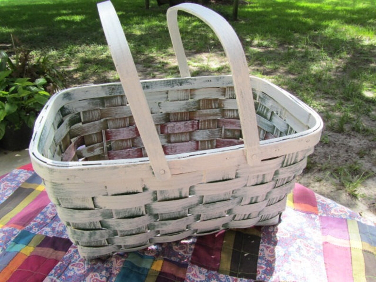 Basketpicnic Basket Shabby Chic Basketwoven Etsy