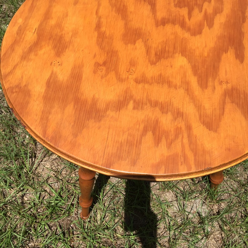 Vintage Side Table Wood Table Rustic Table Round Shaped Etsy