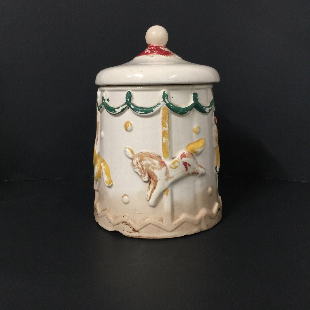 American Bisque Company, Carousel Cookie Jar, Vintage Cookie Jar, Retro
