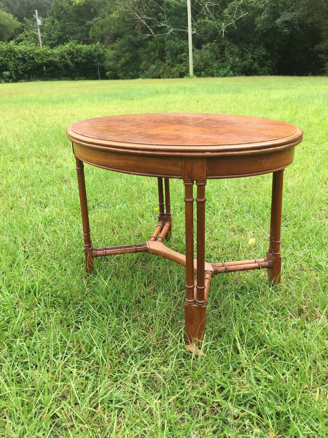 Vintage Side Table Wood Table End Table bamboo wood Table Etsy