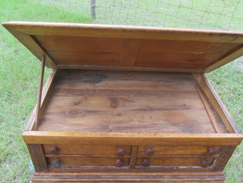 Antique Spool Table Top Desk Oak Cotton Etsy