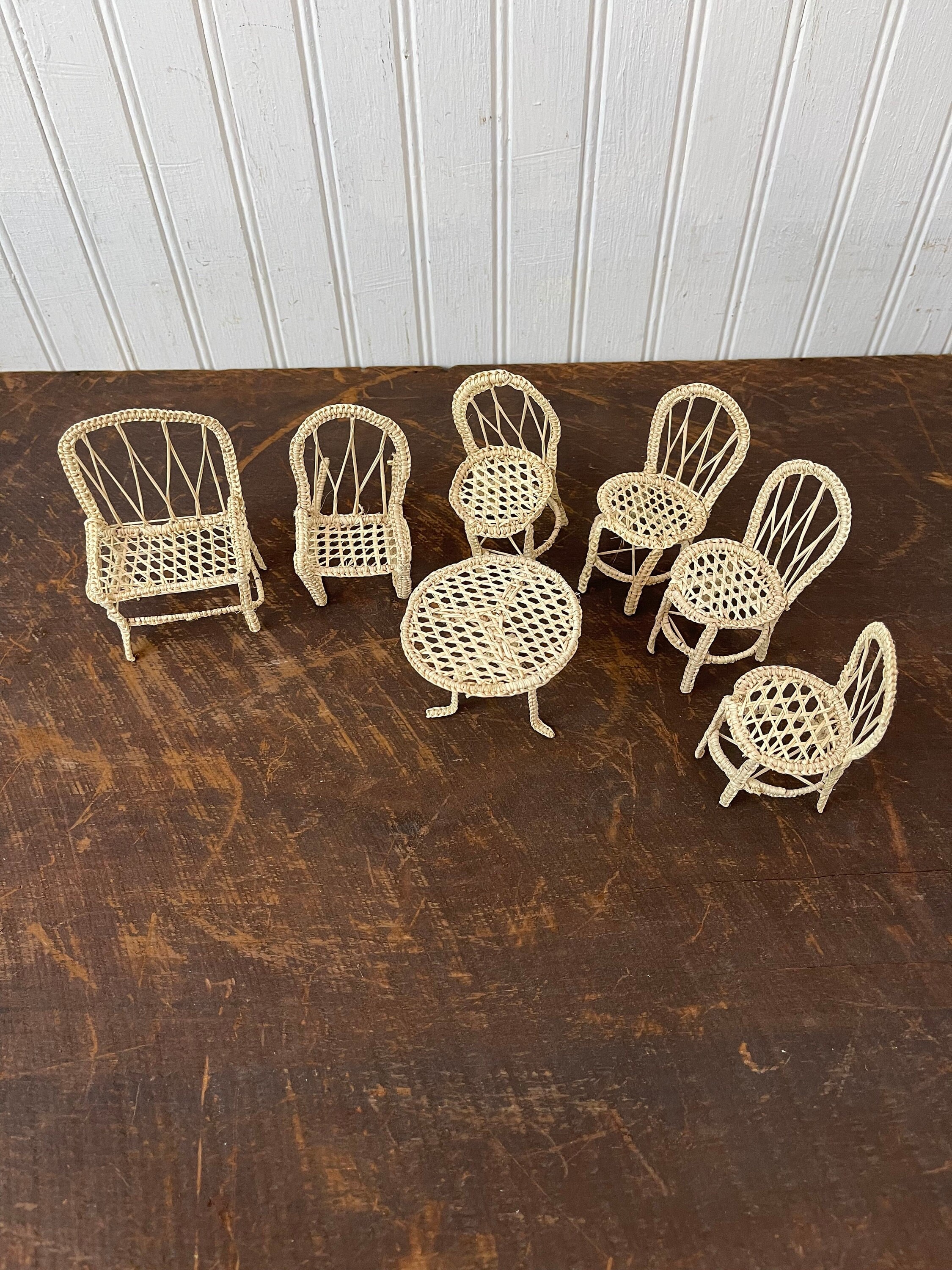 Vintage Doll Furniture, Miniature Wicker Furniture, Toy Chair