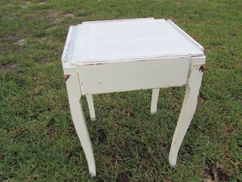 Shabby decor side table, nightstand, vintage side table, end table, table, furniture, shabby chic decor, white table image 5