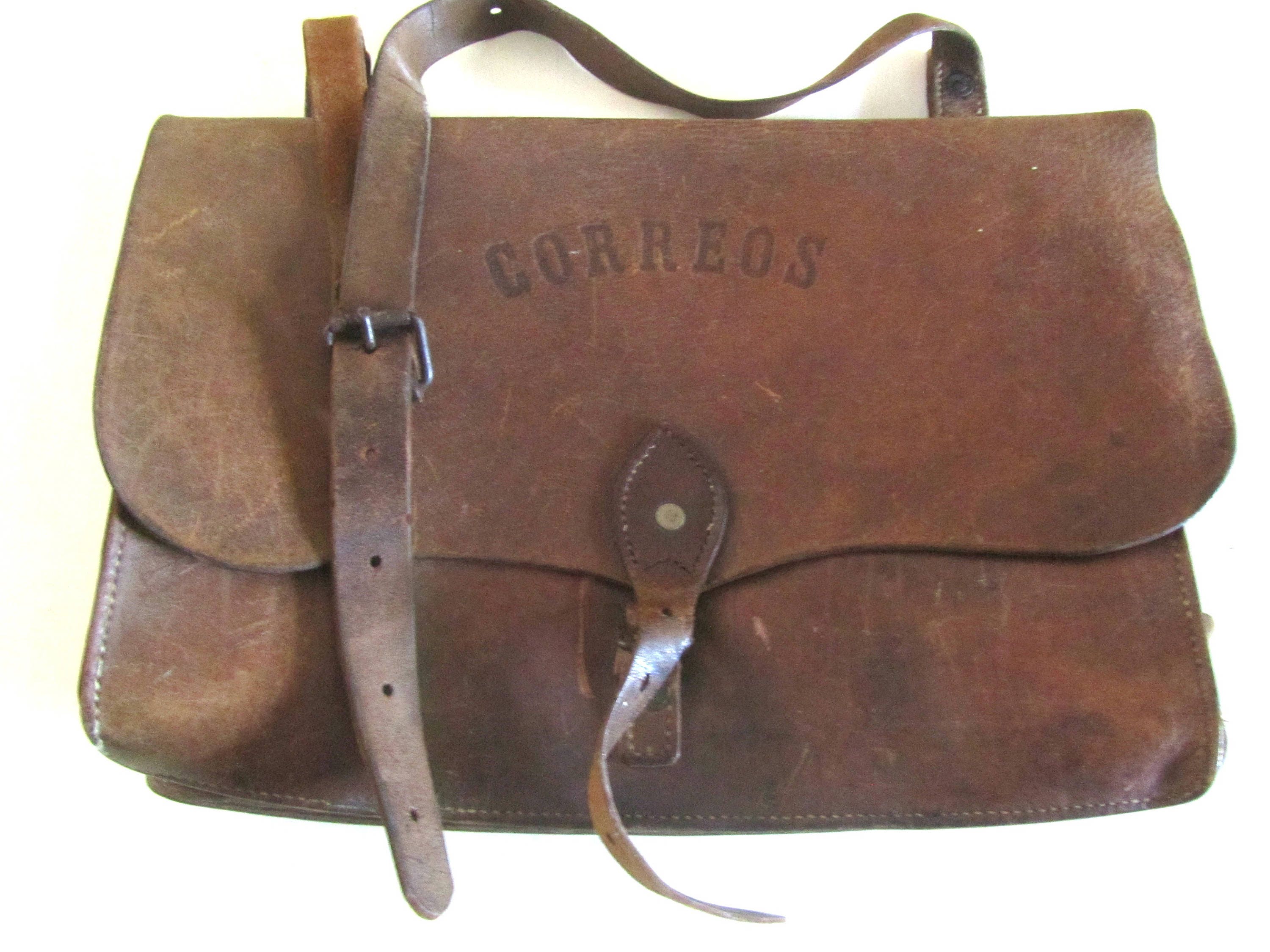 Vintage Leather Mail Bag, Correos Spanish Mail Bag, Leather Vintage Leather Mail Bag, Correos Spanish Mail Bag, Leather