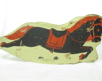 Vintage rocking horse, child's seat, chair, riding toy, 1940-50 toy, painted horse, circus toy