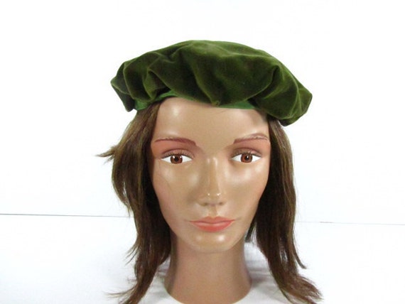 Vintage Berret, green Hat, OOAK hat, Vintage Hat,… - image 2