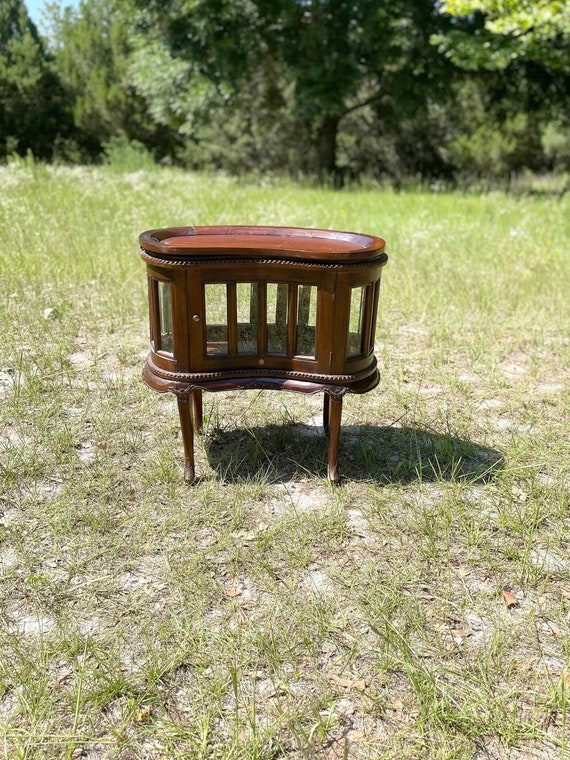 Display Cabinet, Kidney Shaped Tea Table, Liquor Cabinet, Beveled Glass, Tray  Table, Buffet Table, Serving Table, Hand Carved Wood Table, -  Canada