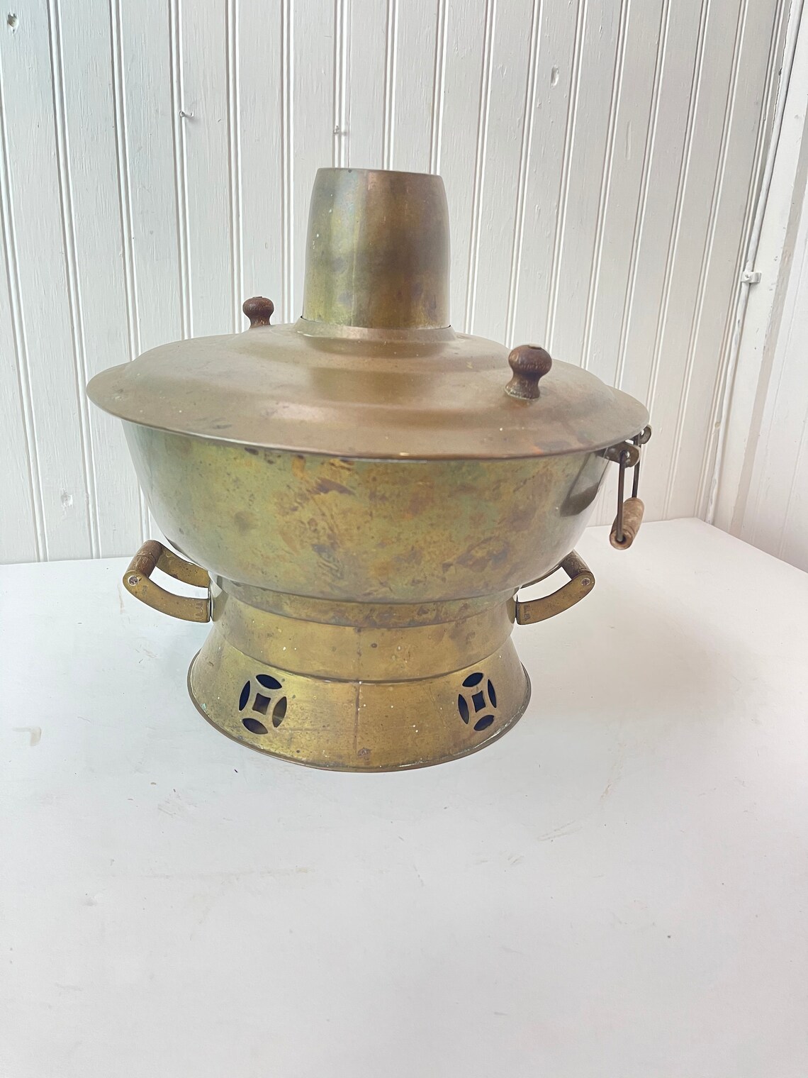 Korean hot pot brass cooker vintage warmer Serving Pan Etsy