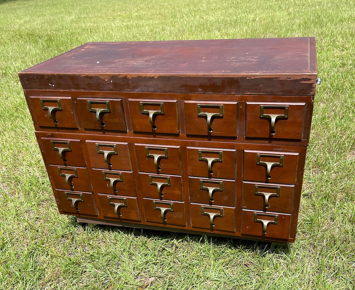 Library File Card Catalog Apothecary 20 Drawer Etsy