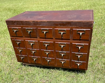 Library file, card catalog, apothecary cabinet, 20 drawer, Library Bureau, Bro Dart library file