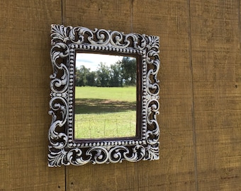 Shabby chic mirror, ornate  mirror, vintage mirror, mirror, frame, Nordic decor, scroll, French decor, mirror, scroll